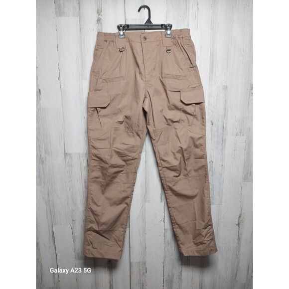 CQR Tactical Mens Pants Size 34 X 34 Tan Ripstop Cargo Adj. Waist Pockets - Picture 1 of 7